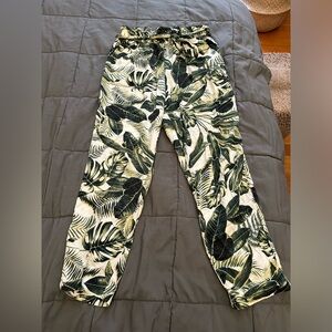 Tropical palm print paper bag waist pants, 10 🌴